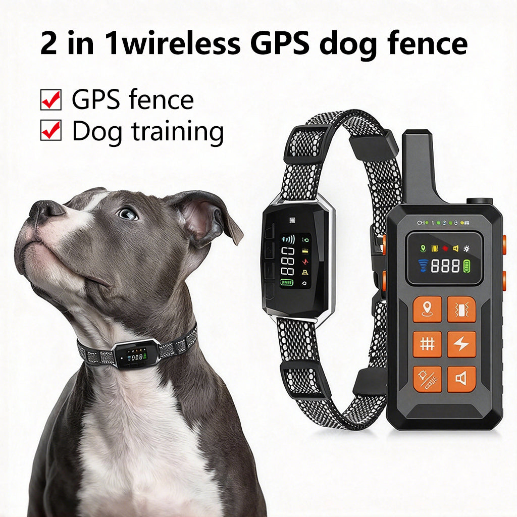 Wireless GPS Dog Fence PD100, 2-in-1 Fence & Training Collar